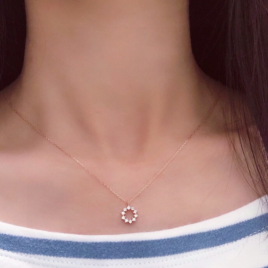 14k Gold 0.21 Ct Natural H Diamond Necklace - 5