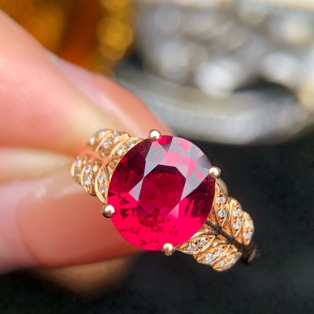14K GOLD 2.43 CT NATURAL TOURMALINE & DIAMOND RING - 3
