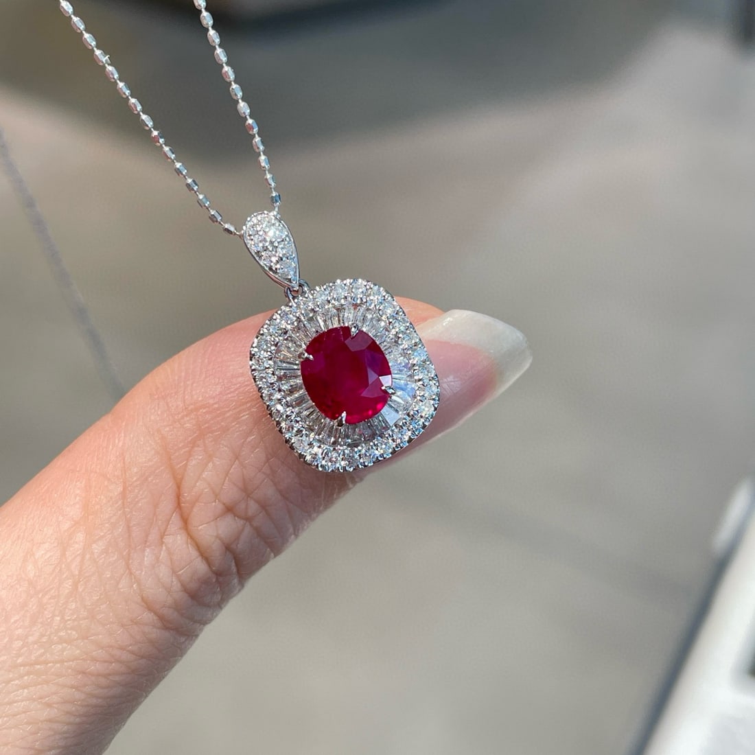 14k Gold 1.30 Ct Natural Ruby & Diamond Pendant( Without Chain ) - 2