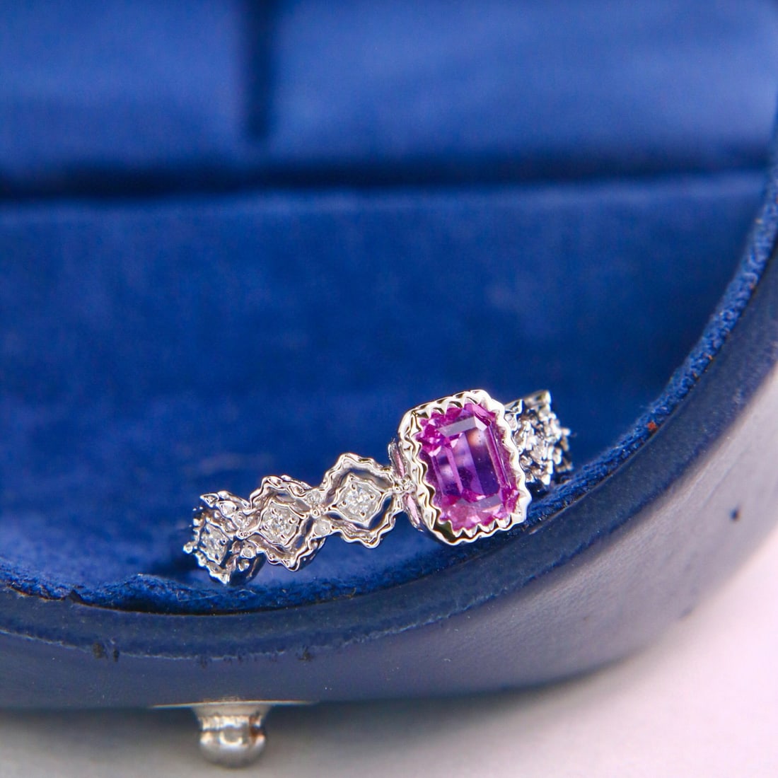 14k Gold 0.97 Ctw Natural Sapphire & Diamond Ring - 2