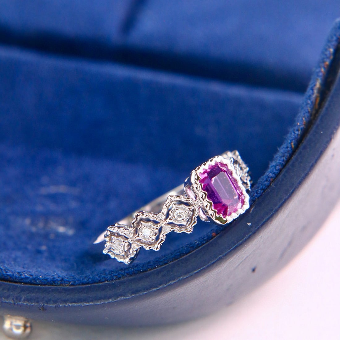 14k Gold 0.97 Ctw Natural Sapphire & Diamond Ring - 5