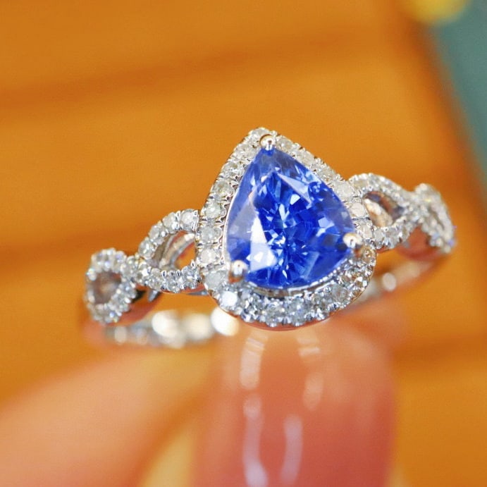 14k Gold 1.26 Ctw Natural Sapphire & Diamond Ring - 2