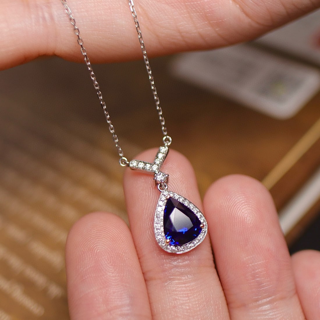 14k Gold 1.99 Ctw Natural Sapphire & Diamond Necklace - 4