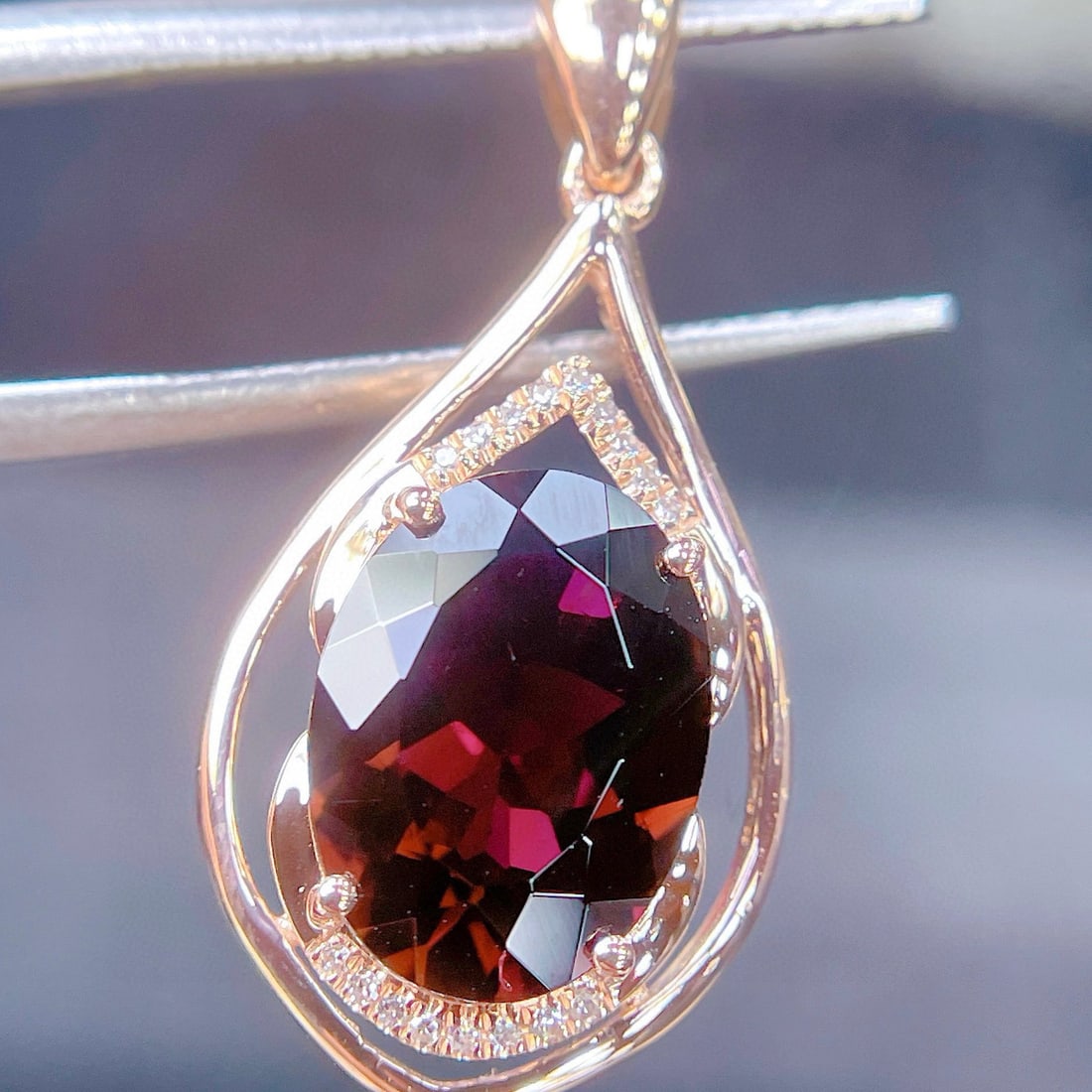 14k Gold 2.8 Ct Natural Tourmaline & Diamond Pendant( Without Chain ) - 4