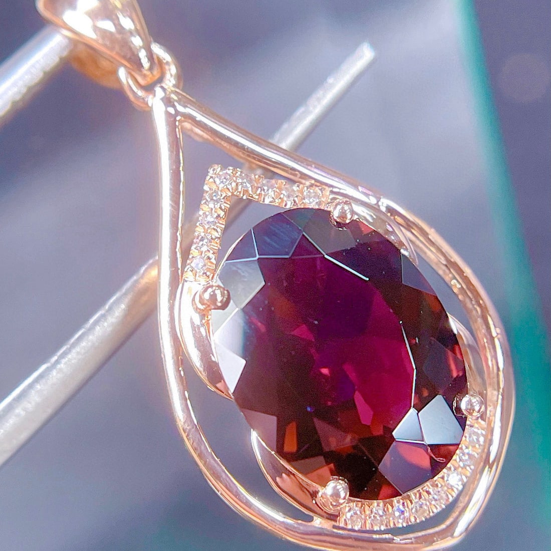 14k Gold 2.8 Ct Natural Tourmaline & Diamond Pendant( Without Chain ) - 5
