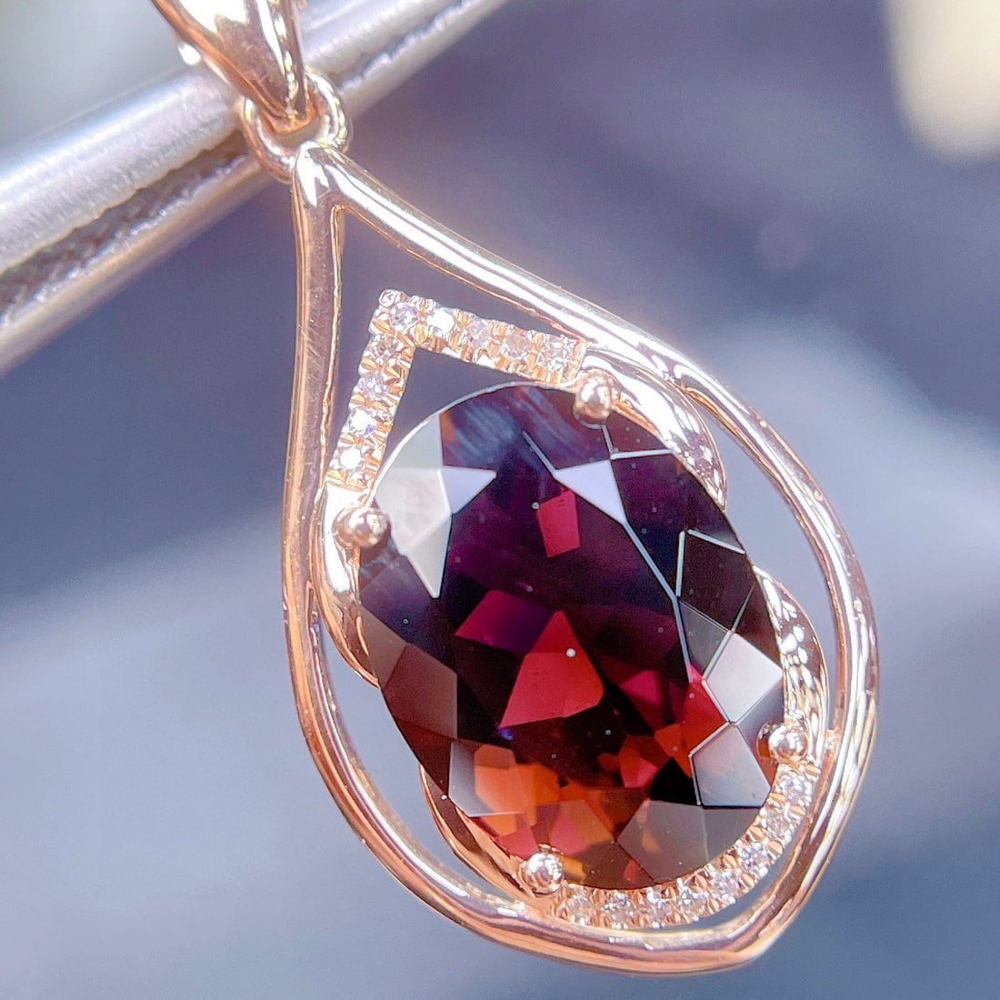 14k Gold 2.8 Ct Natural Tourmaline & Diamond Pendant( Without Chain ) - 6