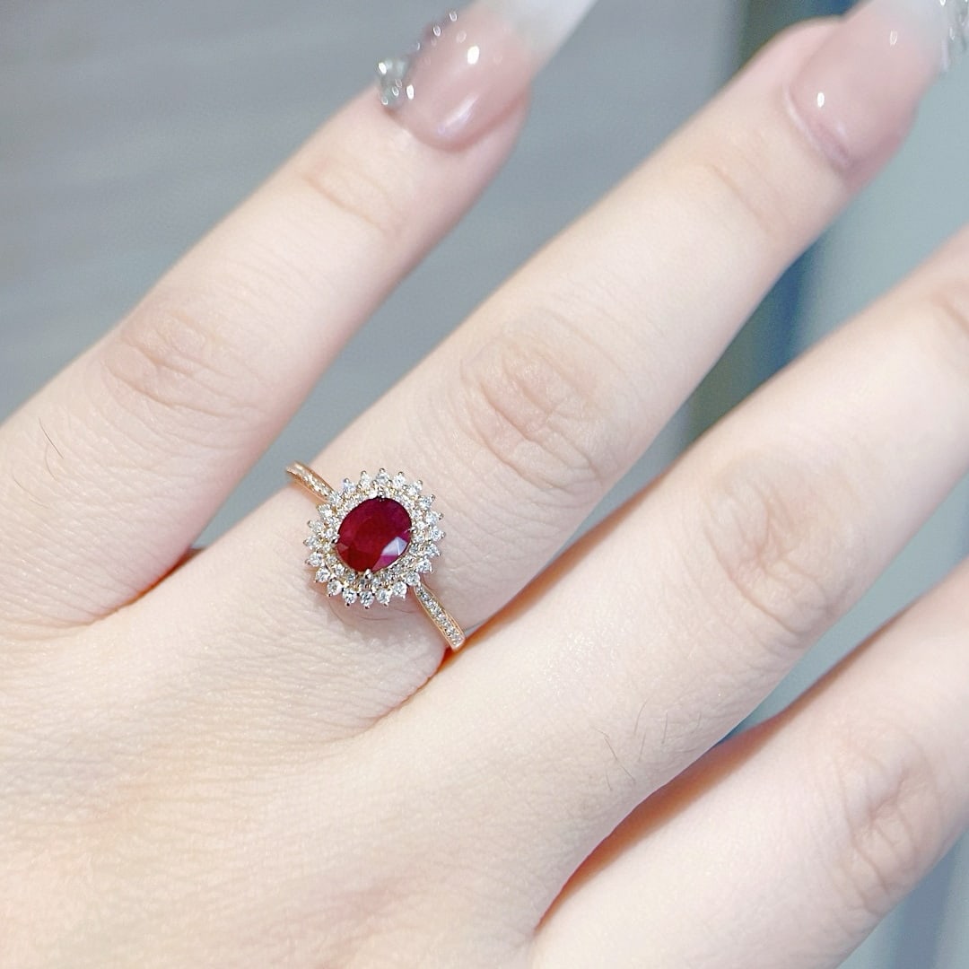 14k Gold 1.05 Ctw Natural Ruby & Diamond Ring - 4