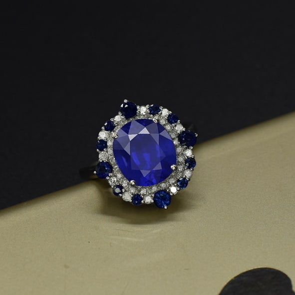 14k Gold 3.47 Ctw Natural Sapphire & Diamond Ring - 2