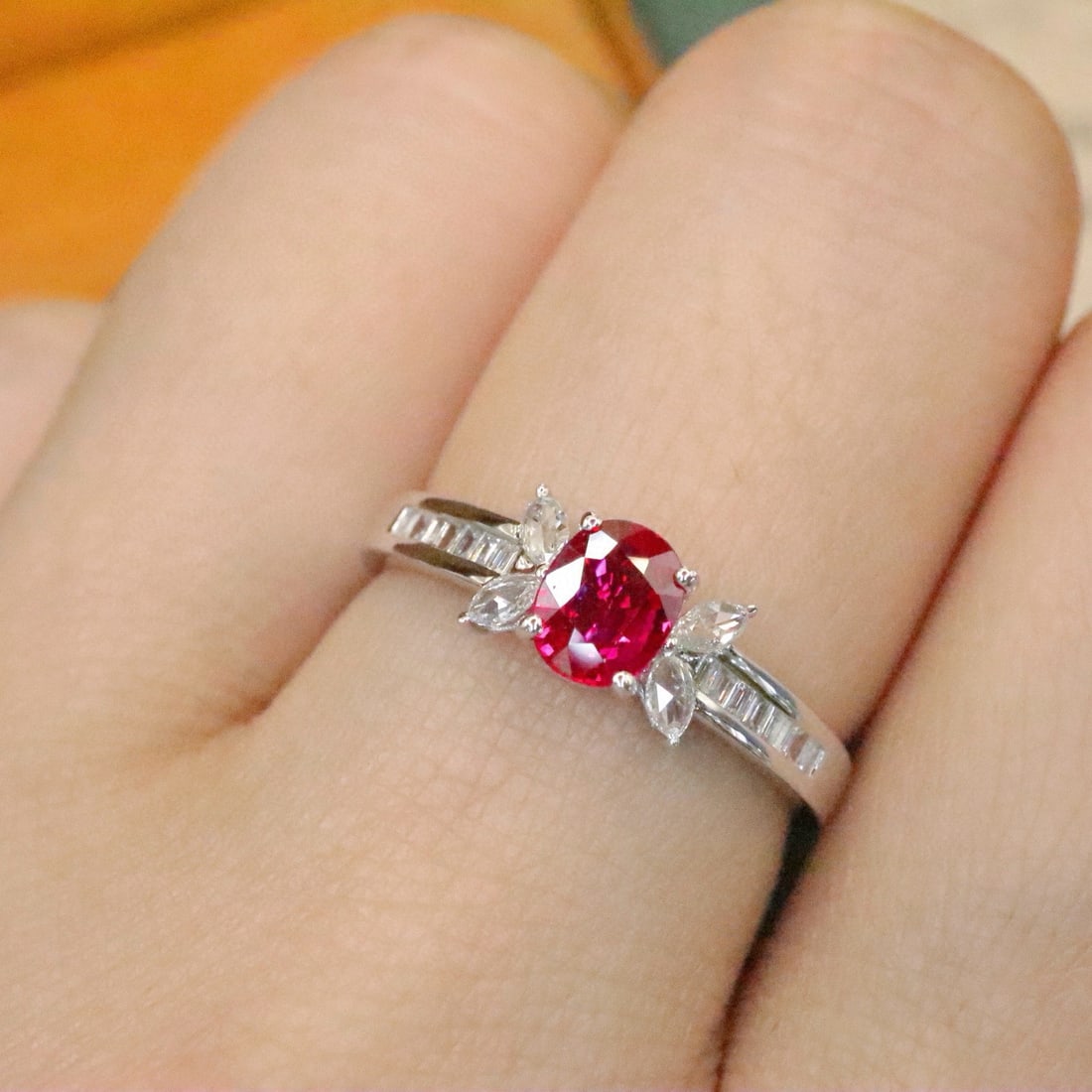 14k Gold 0.66 Ctw Natural Ruby & Diamond Ring - 4
