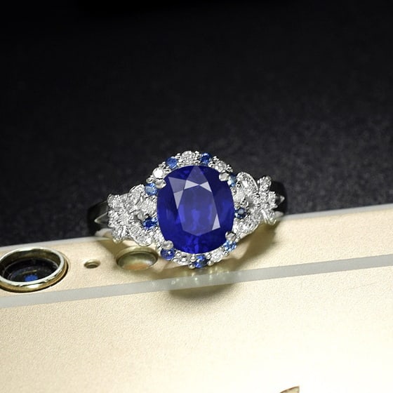 14k Gold 2.37 Ctw Natural Sapphire & Diamond Ring - 2