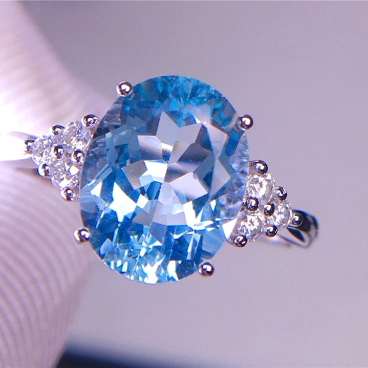 14k Gold 3.25 Ct Natural Aquamarine & Diamond Ring - 2