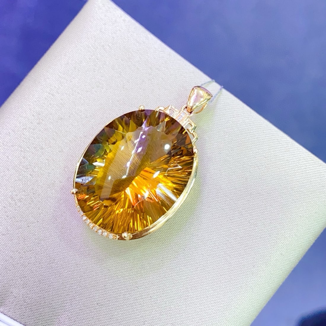 14k Gold 25.38 Ctw Natural Citrine & Diamond Pendant( Without Chain ) - 4