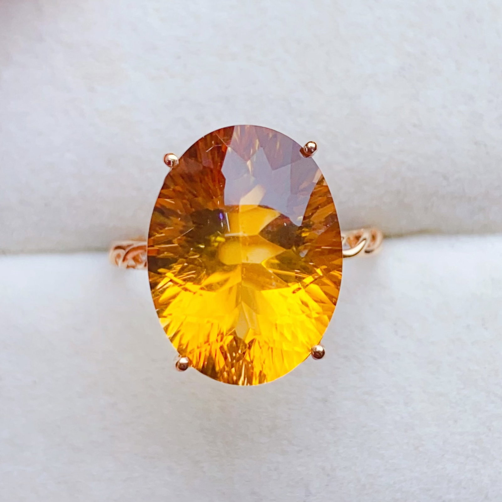 14k Gold 9.35 Ct Natural Citrine Ring: Ref:231065093 // gold content:14k gold // ring size:7. 25us // // main gemstone:citrine // shape:oval // carat weight:9. 35ct // color:yellow // treatment:natural // Condition: New Low Estimate: 1800.