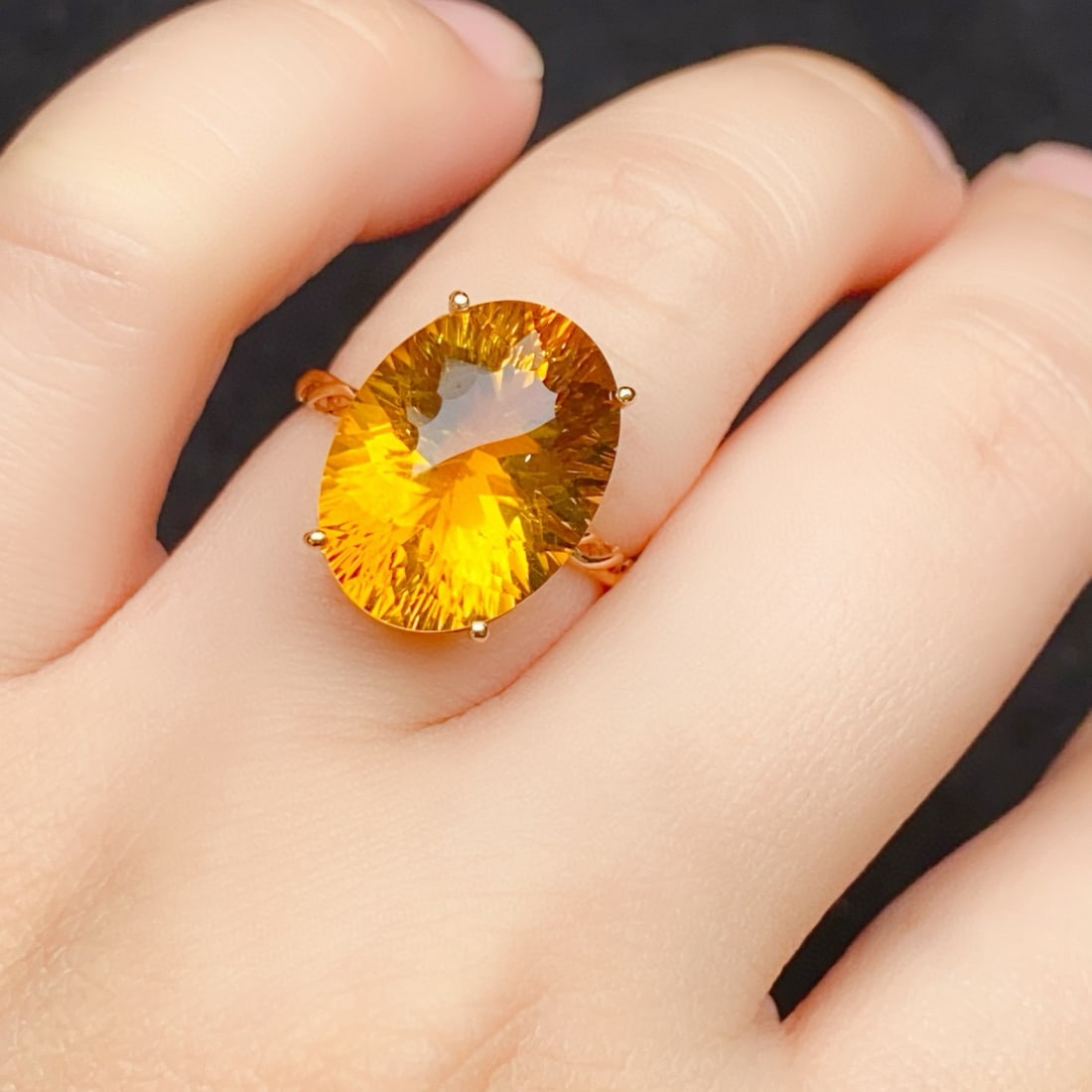 14k Gold 9.35 Ct Natural Citrine Ring - 7