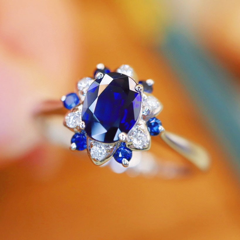 14k Gold 0.74 Ctw Natural Sapphire & Diamond Ring - 3