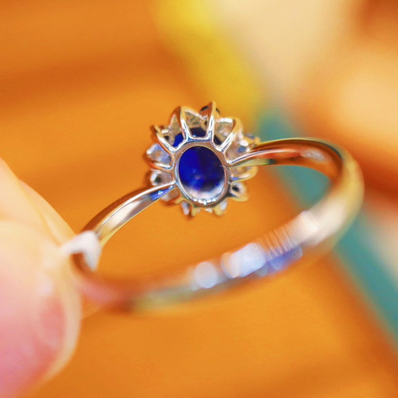 14k Gold 0.74 Ctw Natural Sapphire & Diamond Ring - 4