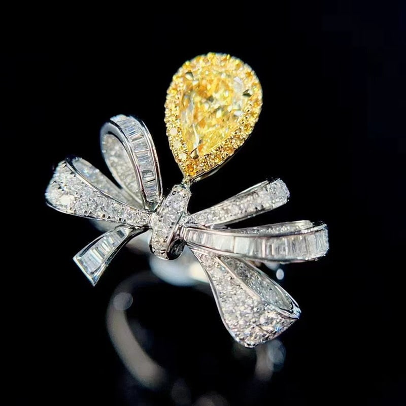 14k Gold 1.13 Ctw Natural Yellow Diamond & Diamond Ring - 2