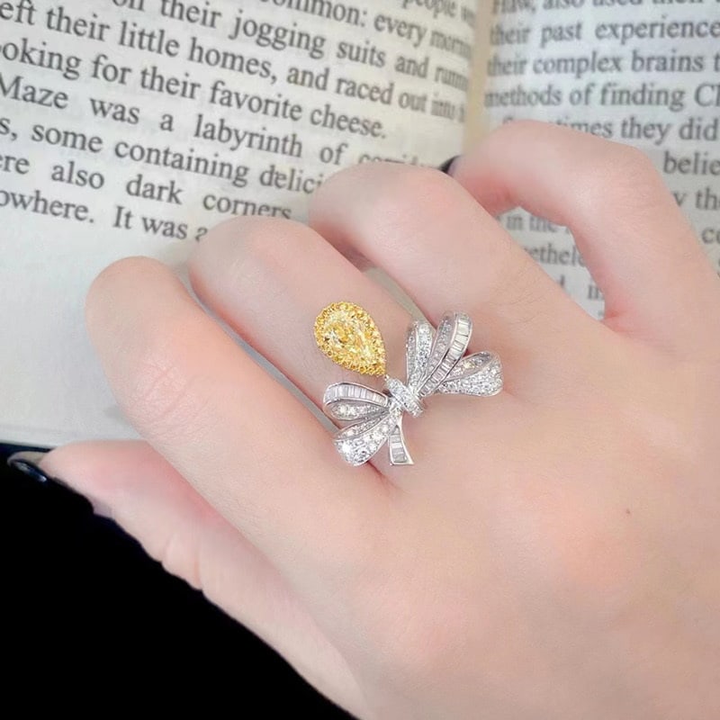 14k Gold 1.13 Ctw Natural Yellow Diamond & Diamond Ring - 4