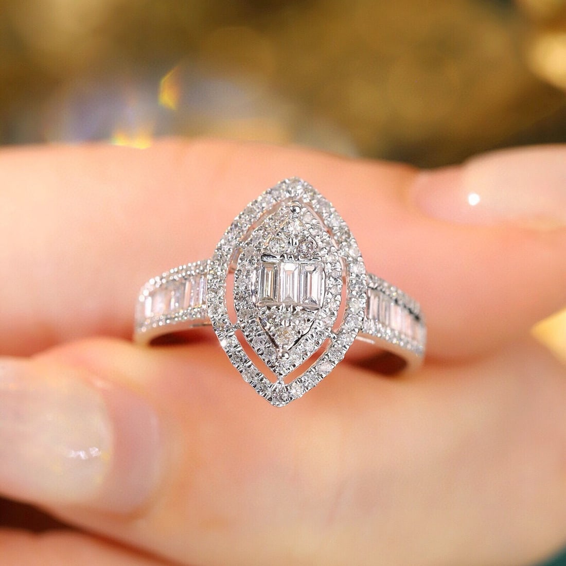 14k Gold 0.65 Ct Natural H Diamond Ring - 5