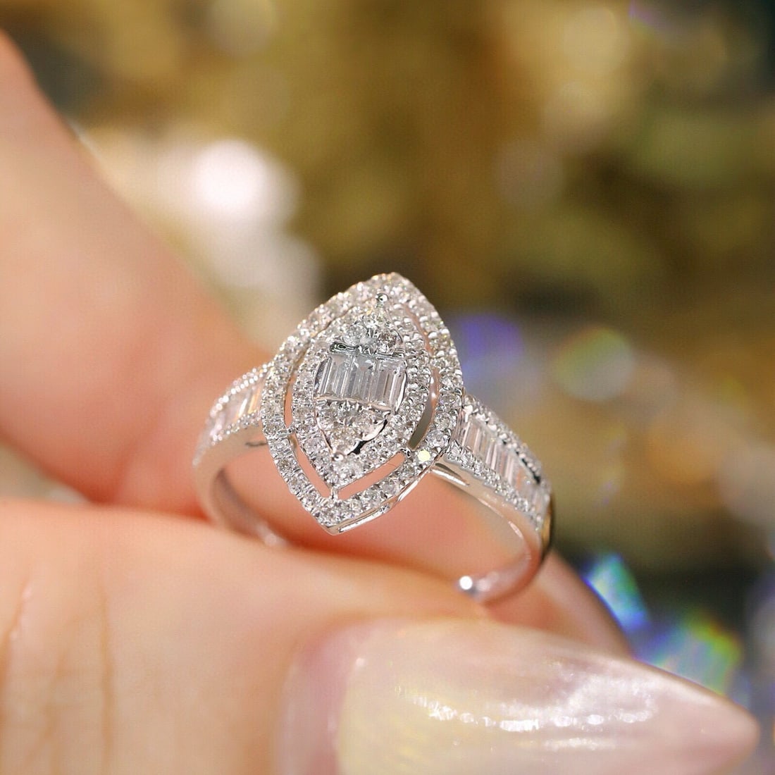 14k Gold 0.65 Ct Natural H Diamond Ring - 6