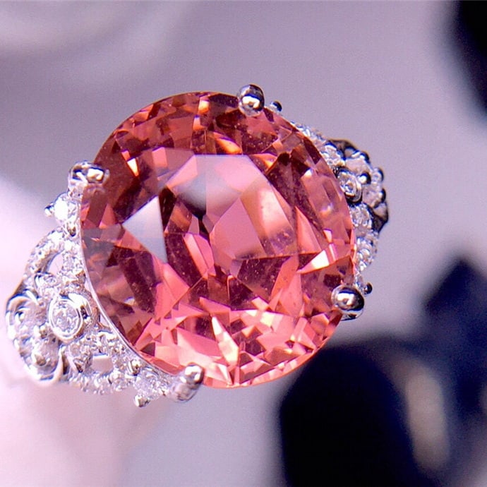 14k Gold 6.85 Ct Natural Tourmaline & Diamond Ring - 4