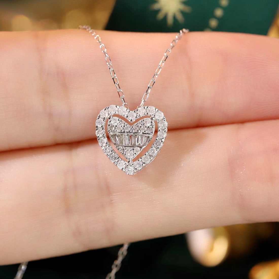 14k Gold 0.35 Ct Natural H Diamond Necklace - 2