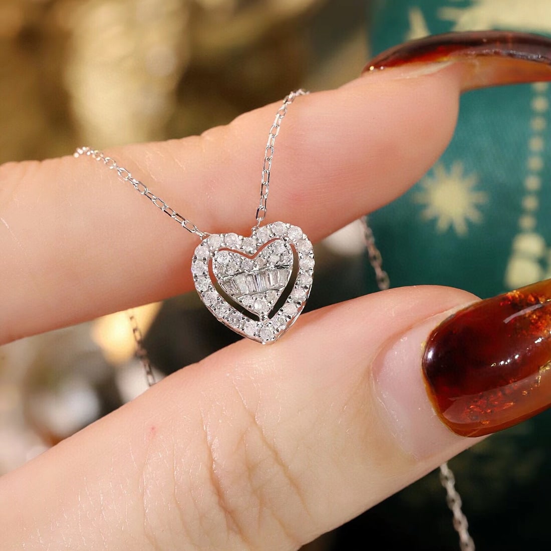 14k Gold 0.35 Ct Natural H Diamond Necklace - 3