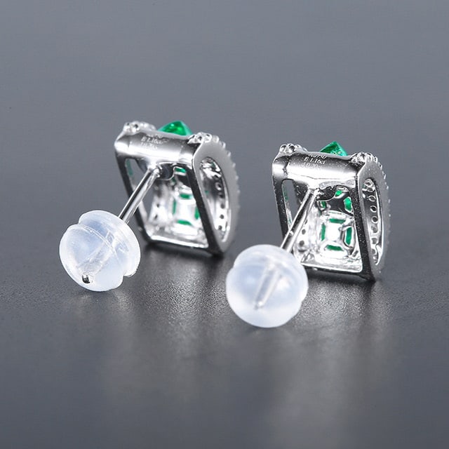 14k Gold 1.36 Ctw Natural Emerald & Diamond Earrings - 4