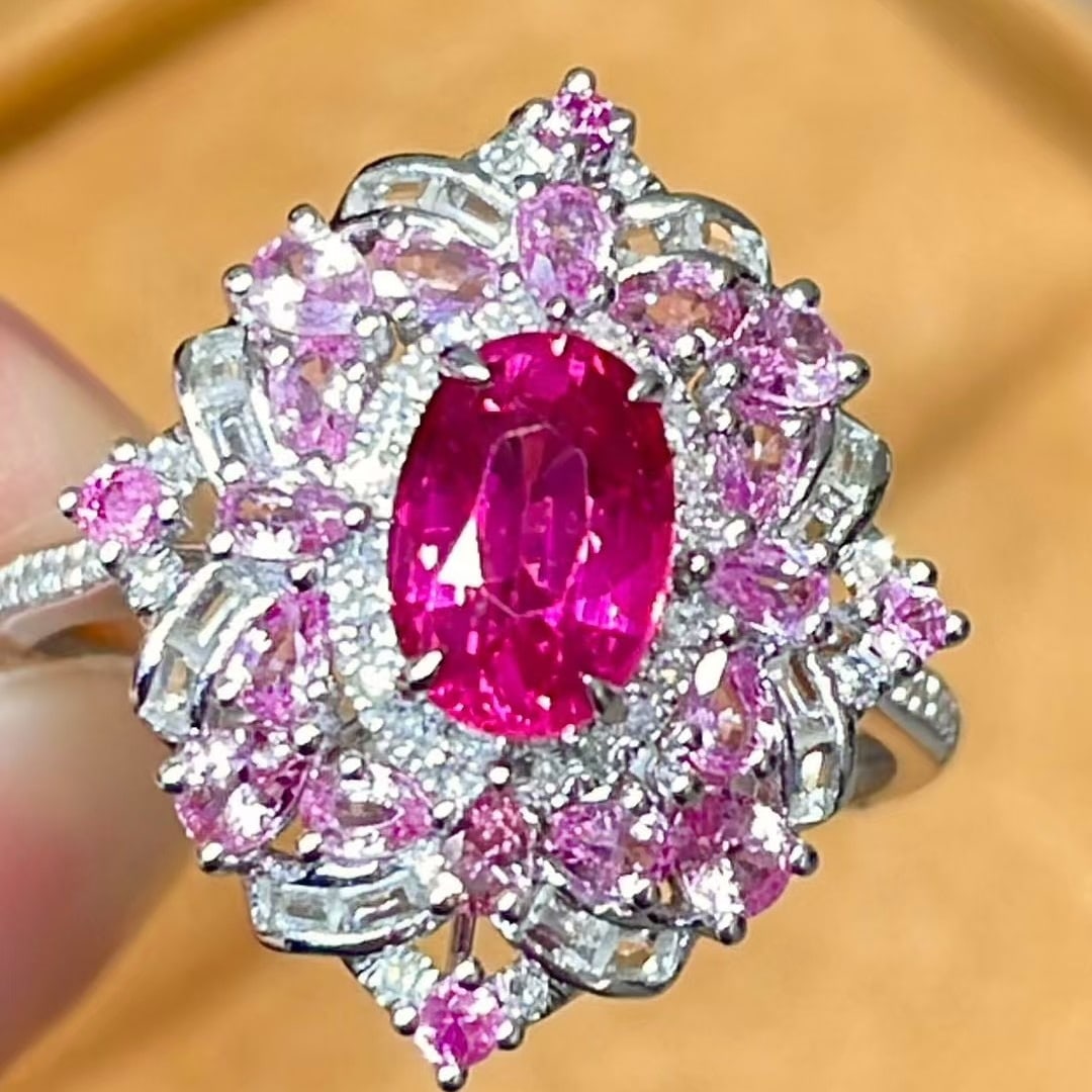 14k Gold 1.18 Ct Natural Ruby & Diamond Ring: Ref:231065178 // gold content:14k gold // ring size:7. 25us // // main gemstone:ruby // shape:oval // carat weight:1. 18ct // color:red // treatment:natural // // adjacent gemstone 2 : diamond //