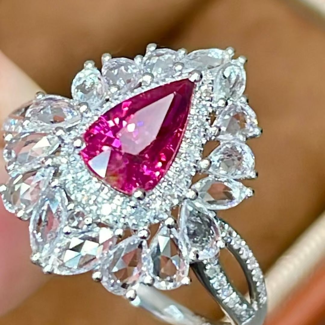 14k Gold 1.02 Ct Natural Ruby & Sapphire & Diamond Ring - 2