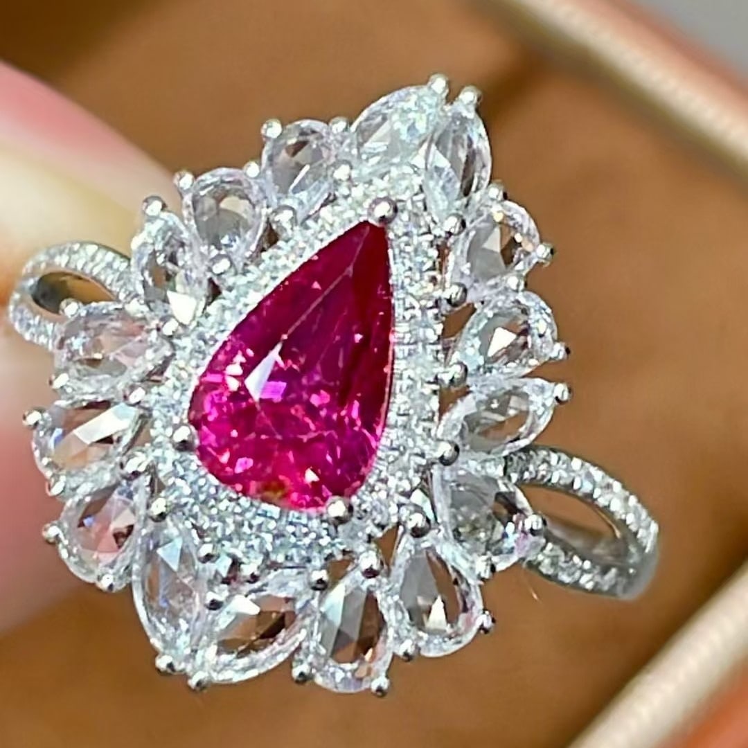 14k Gold 1.02 Ct Natural Ruby & Sapphire & Diamond Ring - 4