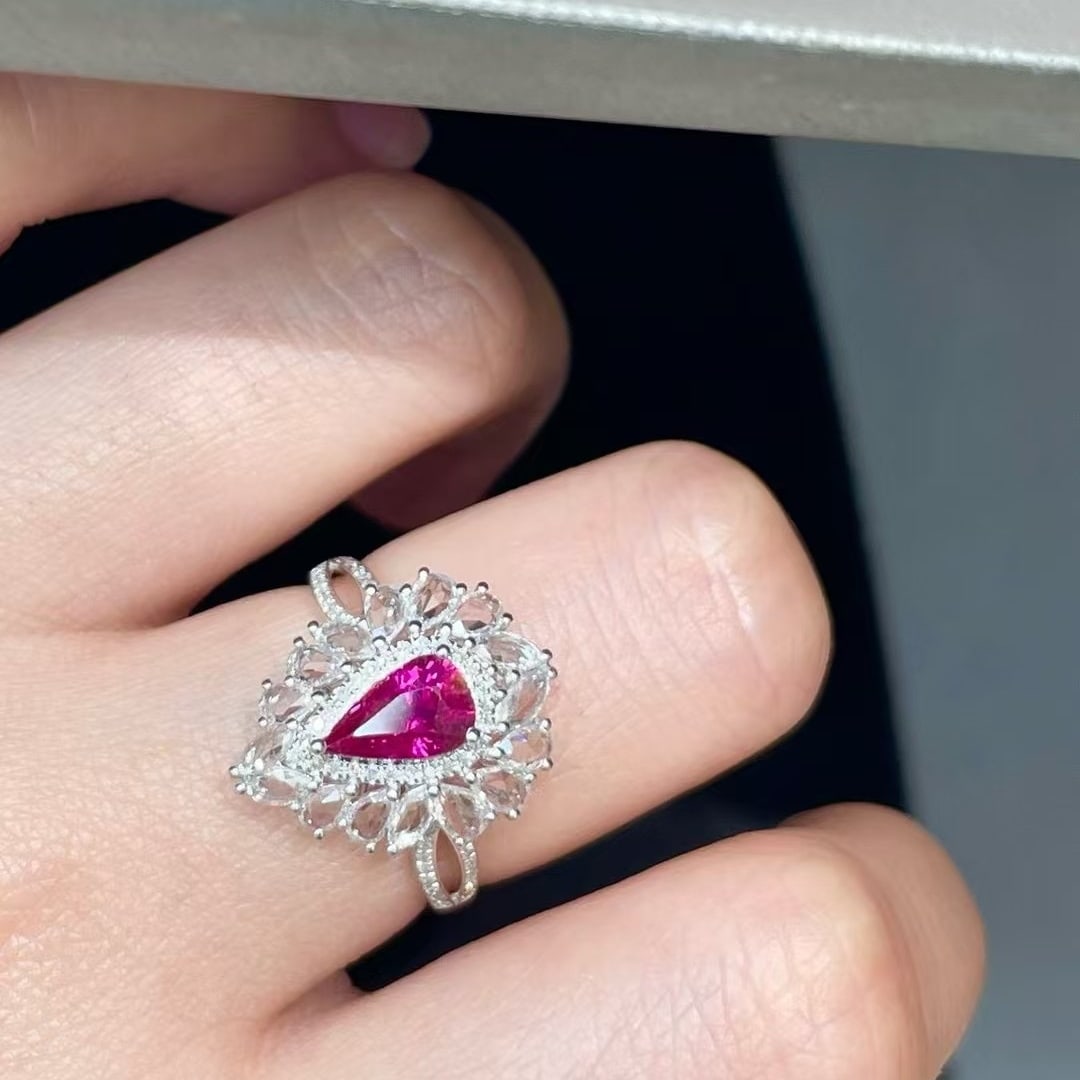 14k Gold 1.02 Ct Natural Ruby & Sapphire & Diamond Ring - 5
