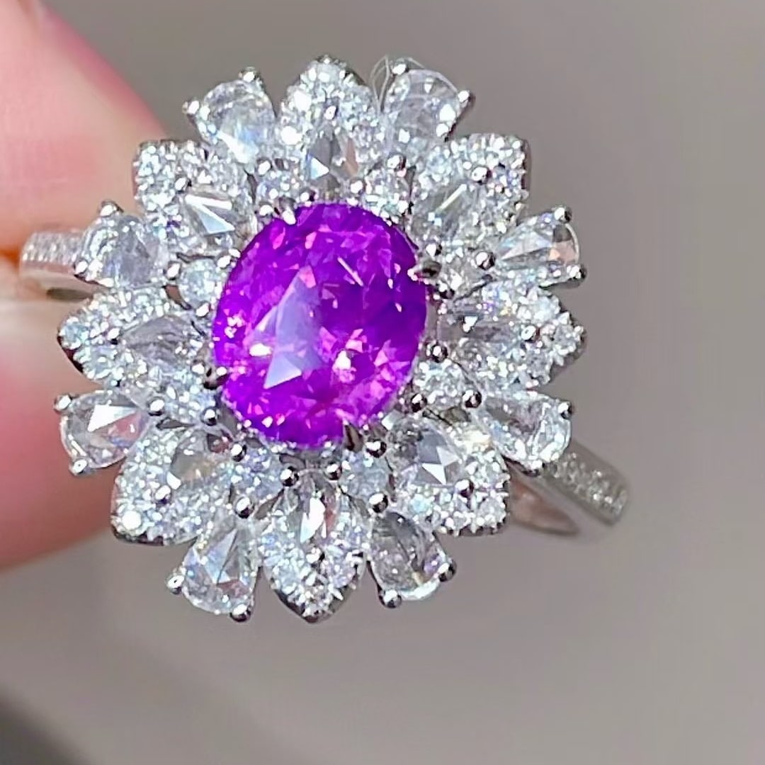 14k Gold 1.53 Ct Natural Sapphire & Diamond Ring - 2