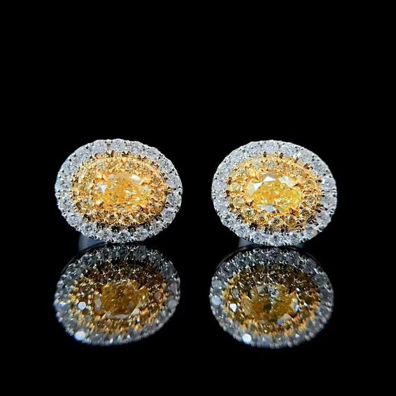 14k Gold 0.75 Ctw Natural Yellow Diamond & Diamond Earrings - 2