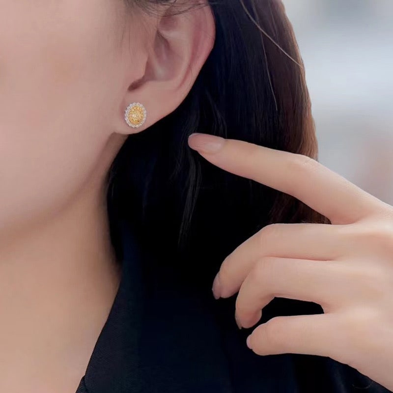 14k Gold 0.75 Ctw Natural Yellow Diamond & Diamond Earrings - 3