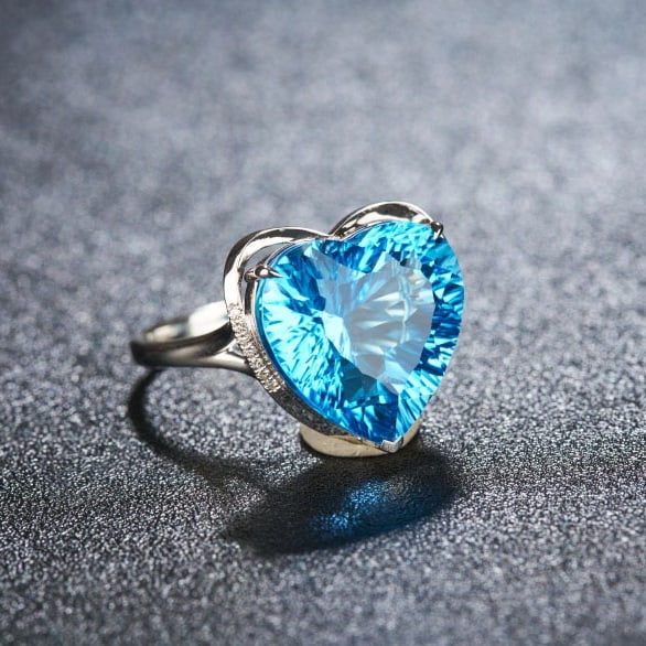 14k Gold 14.8 Ct Natural Topaz & Diamond Ring - 2