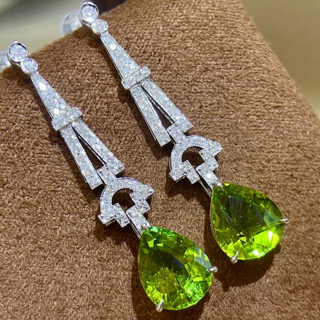 14k Gold 6.19 Ctw Natural Tourmaline & Diamond Earrings - 5