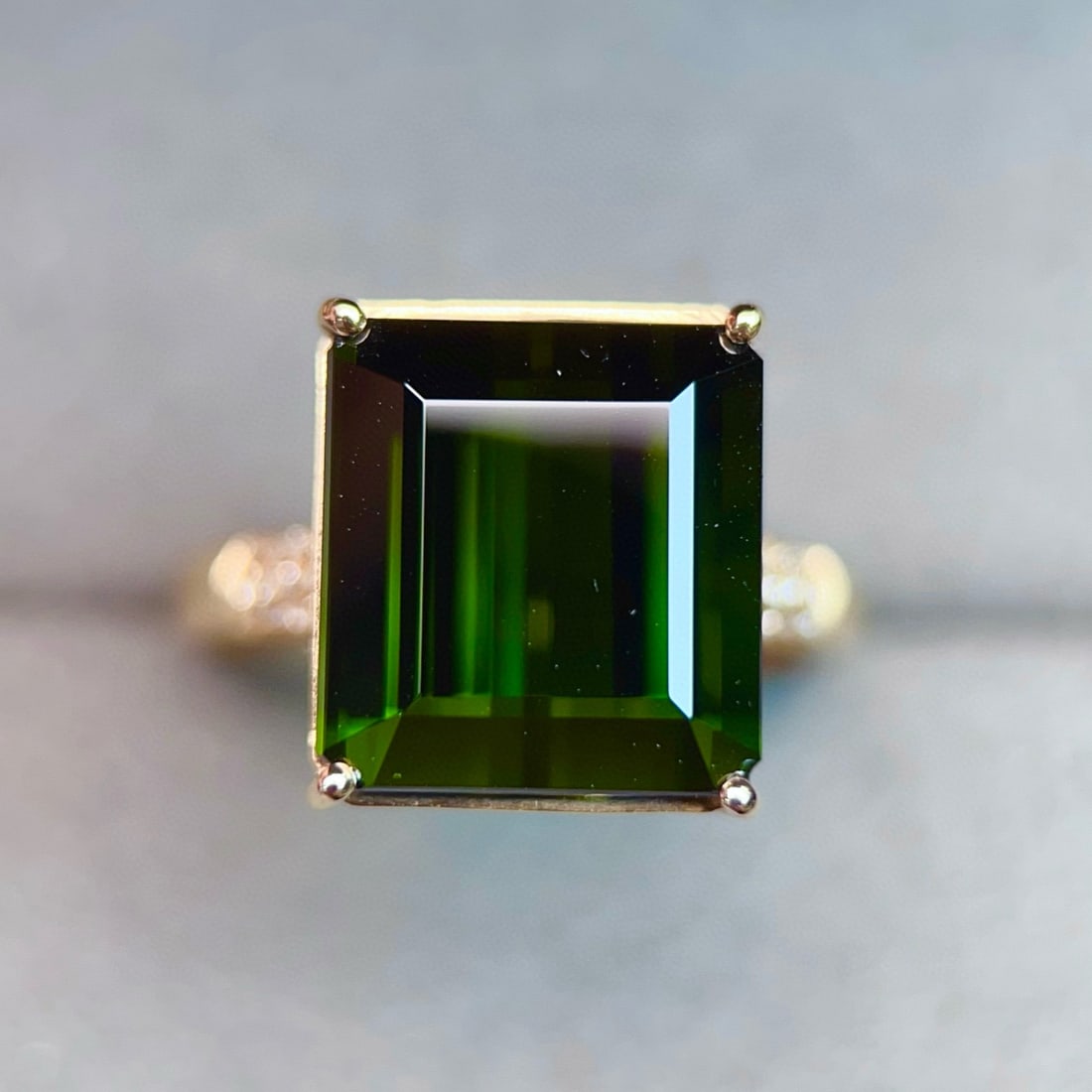 14k Gold 10.29 Ctw Natural Tourmaline & Diamond Ring - 3