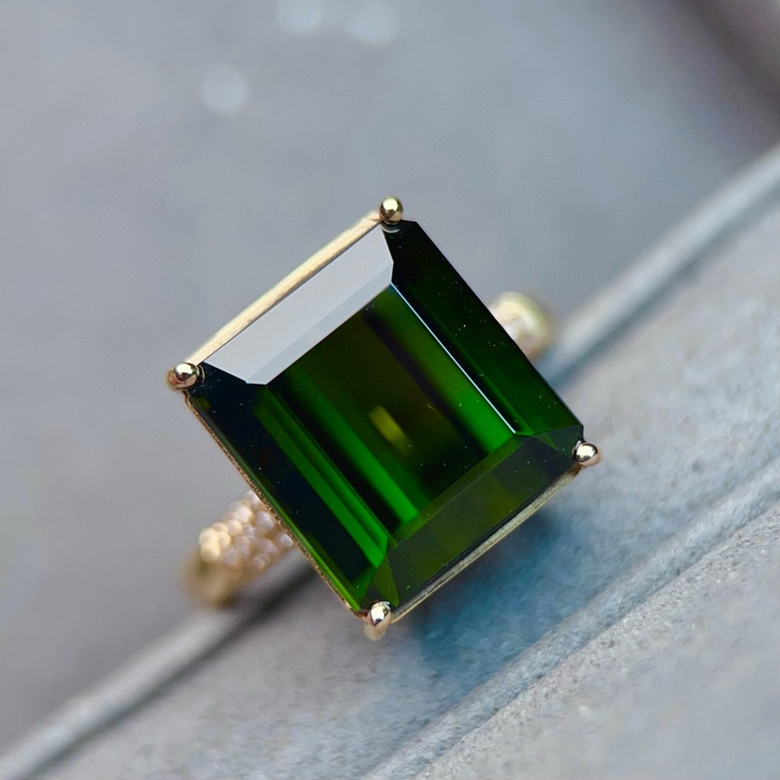 14k Gold 10.29 Ctw Natural Tourmaline & Diamond Ring - 4