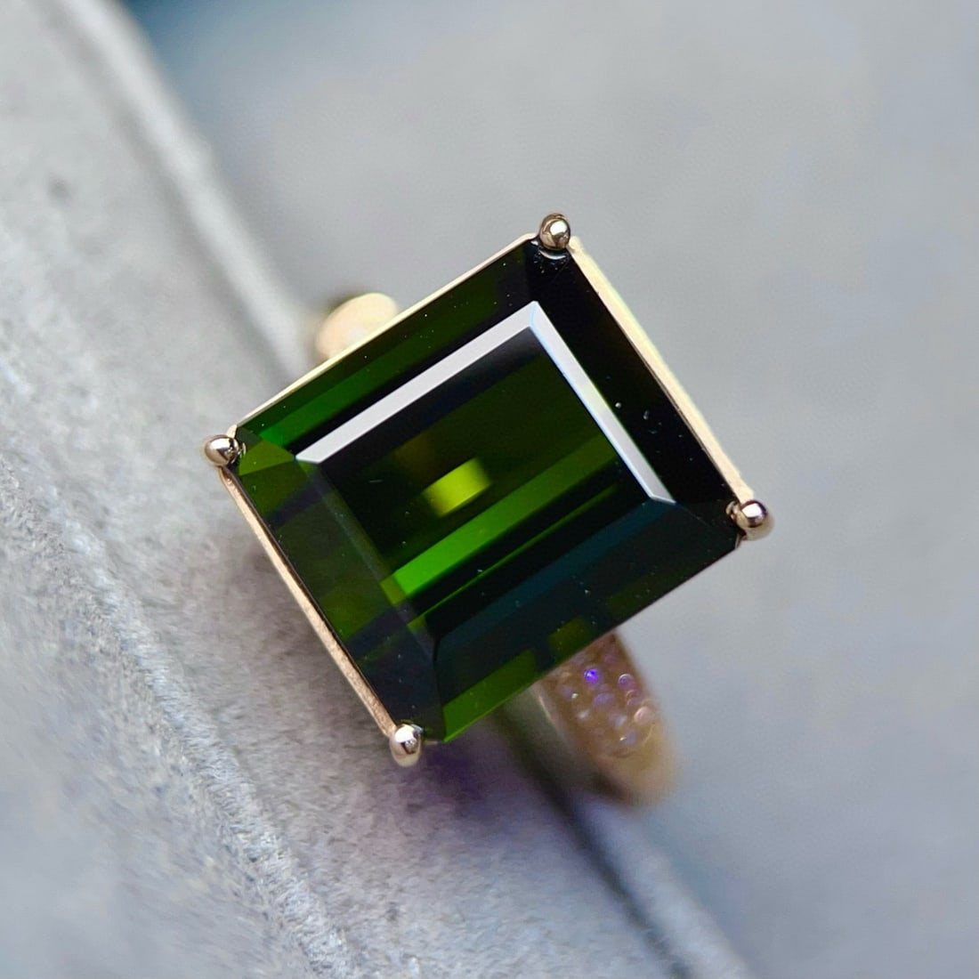 14k Gold 10.29 Ctw Natural Tourmaline & Diamond Ring - 5