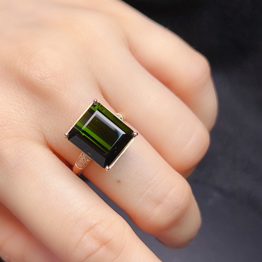 14k Gold 10.29 Ctw Natural Tourmaline & Diamond Ring - 6