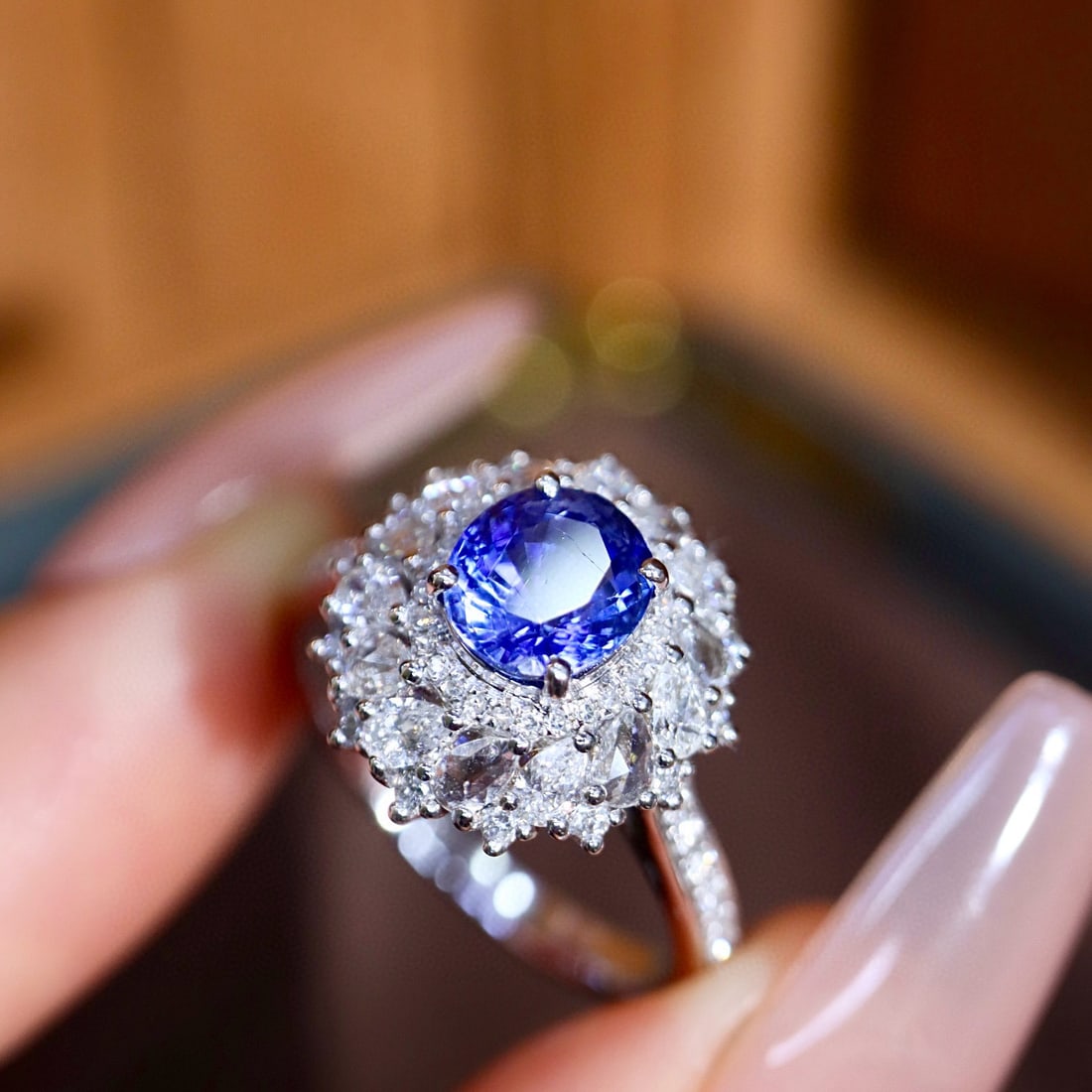 14k Gold 2.18 Ctw Natural Sapphire & Diamond Ring - 5