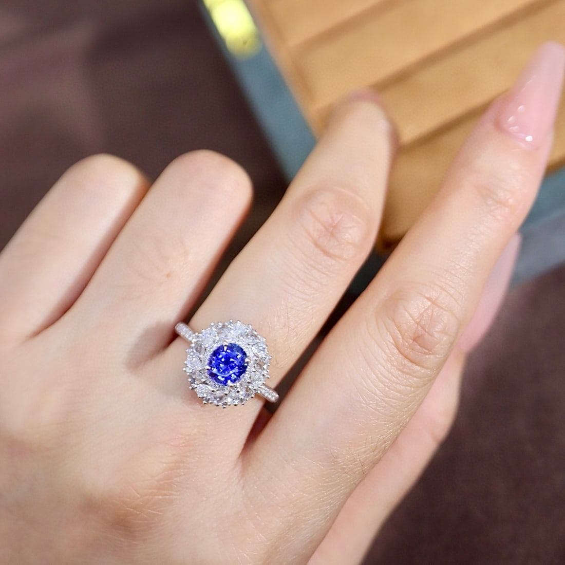 14k Gold 2.18 Ctw Natural Sapphire & Diamond Ring - 6