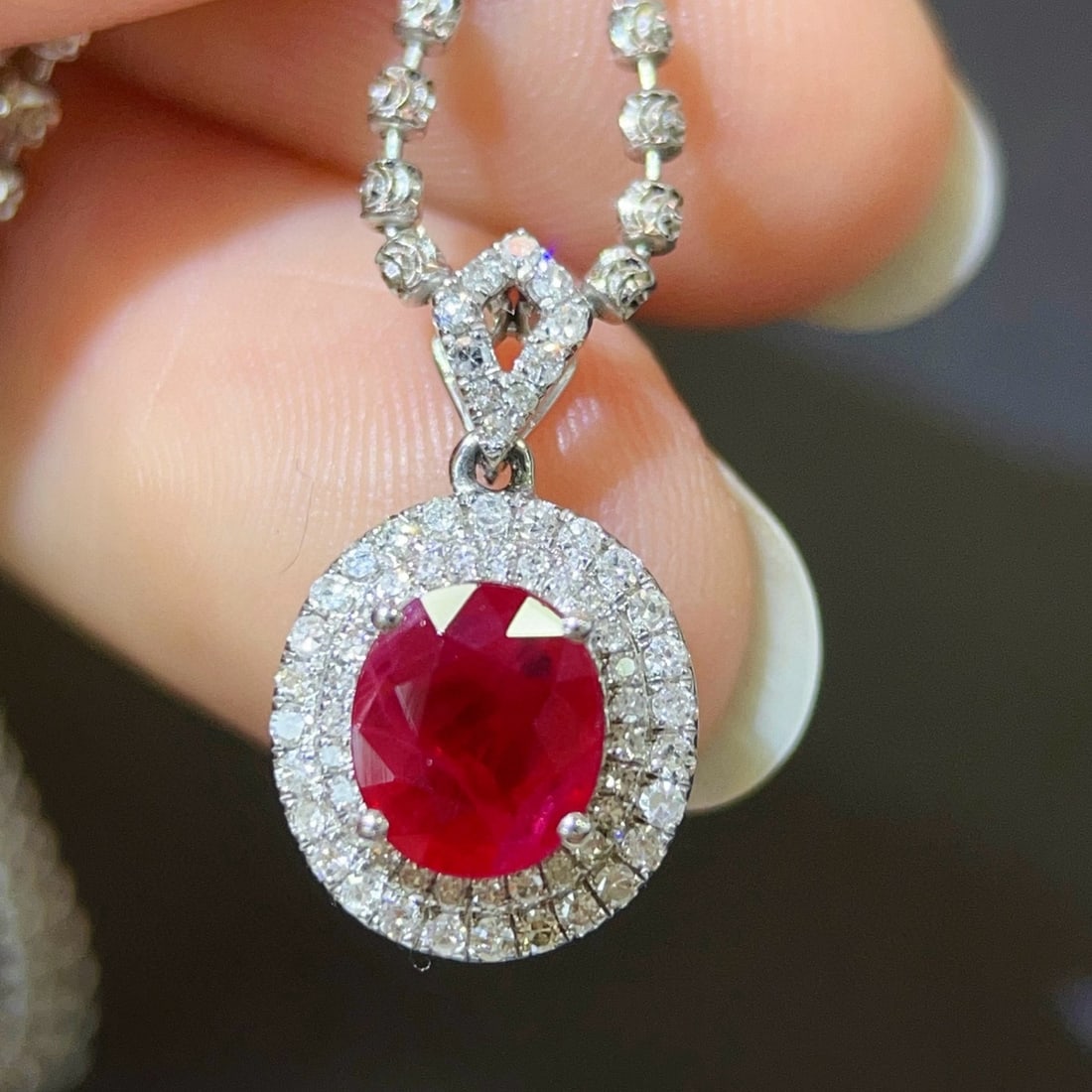 14k Gold 1.31 Ctw Natural Ruby & Diamond Pendant( Without Chain ): Ref:231065223 // gold content:14k gold // main gemstone:ruby // shape:oval // carat weight:1. 10ct // color:red // treatment:natural // // adjacent gemstone 2 : diamond // shape:round // carat