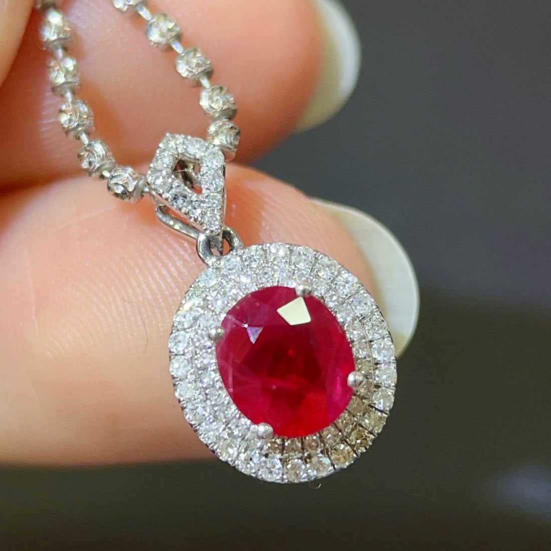 14k Gold 1.31 Ctw Natural Ruby & Diamond Pendant( Without Chain ) - 2