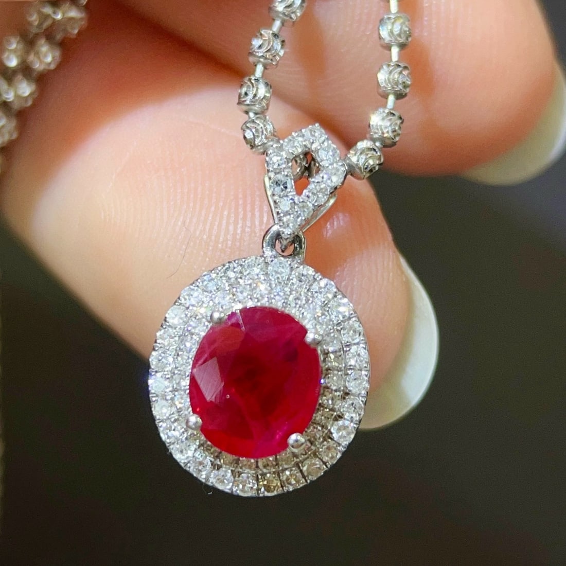 14k Gold 1.31 Ctw Natural Ruby & Diamond Pendant( Without Chain ) - 3