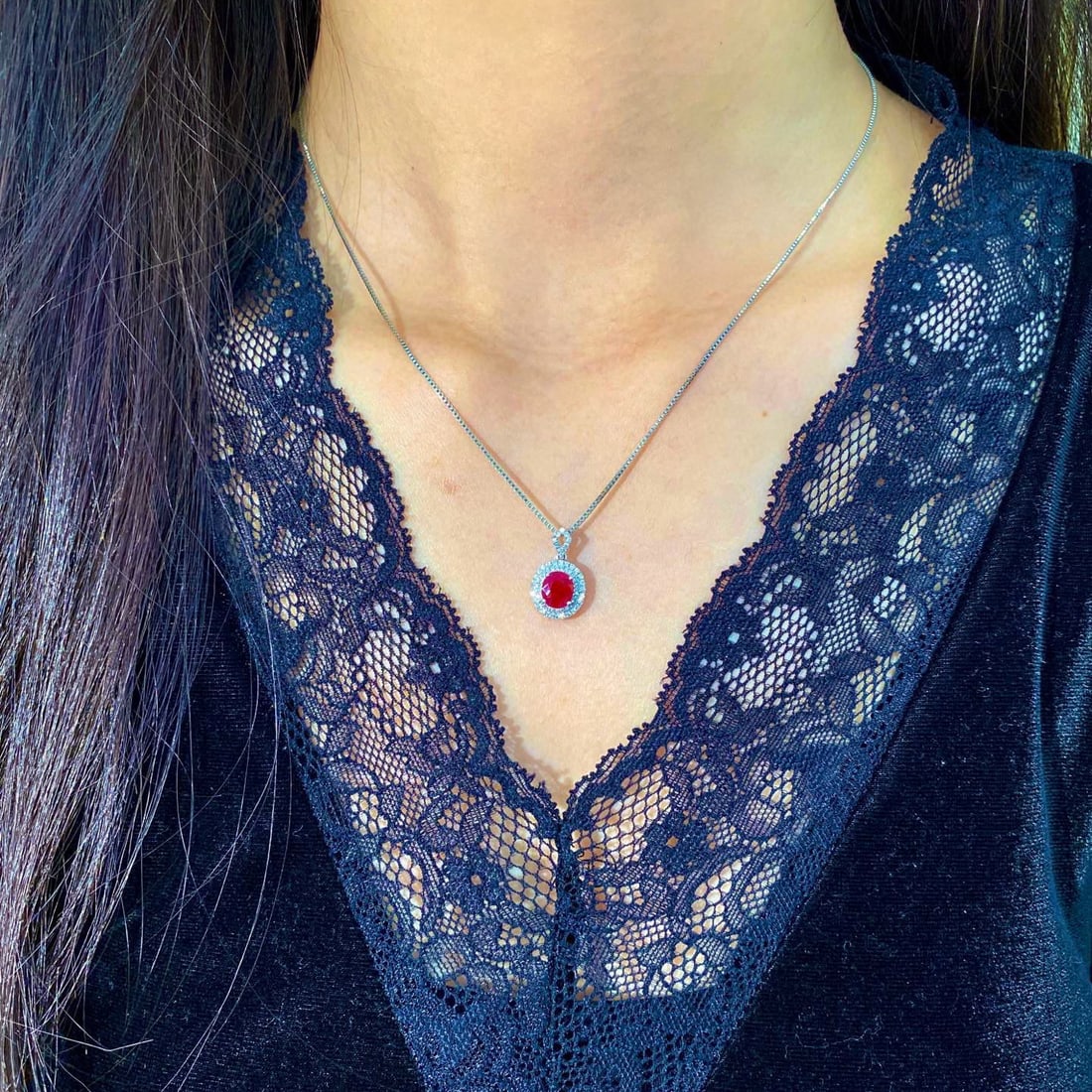 14k Gold 1.31 Ctw Natural Ruby & Diamond Pendant( Without Chain ) - 4