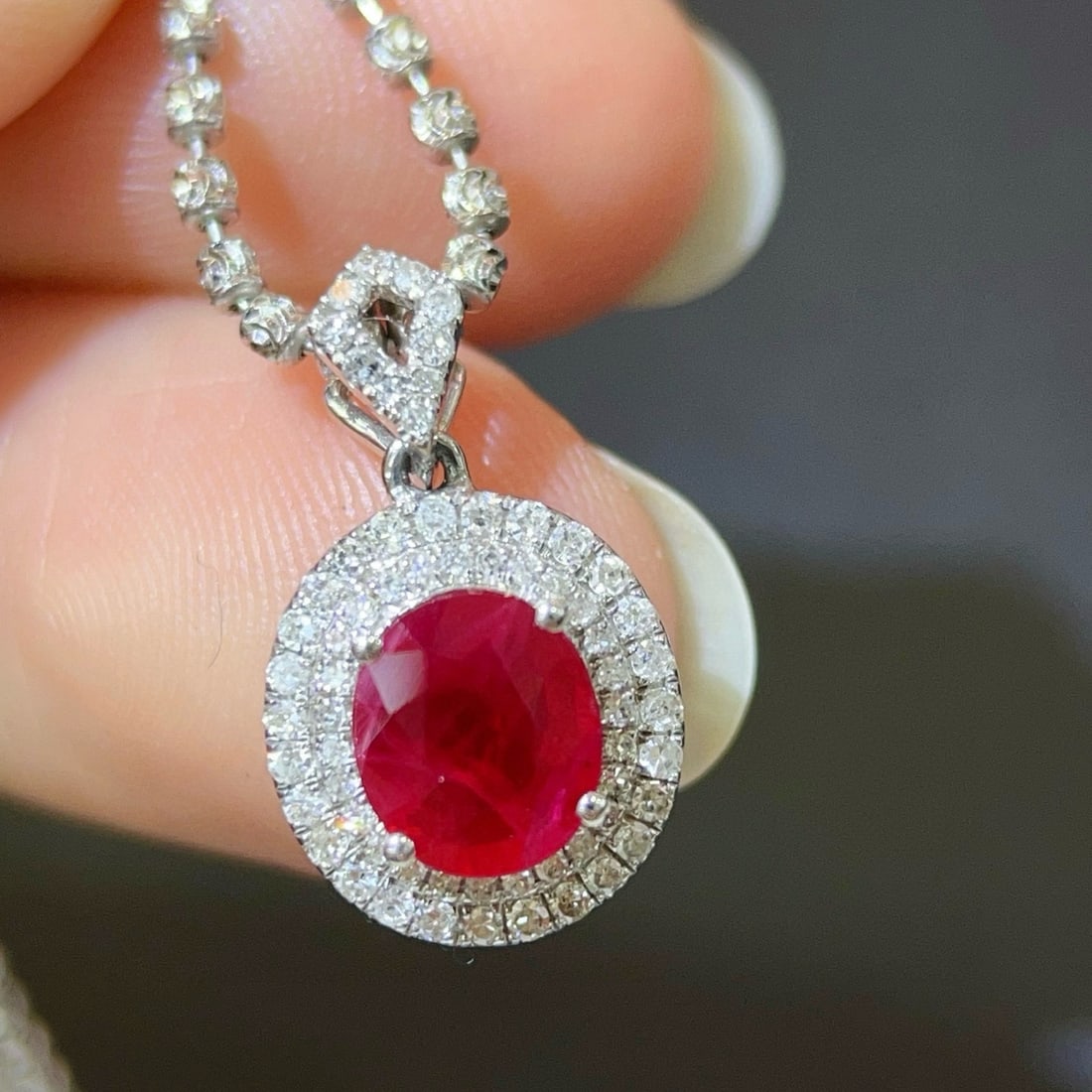 14k Gold 1.31 Ctw Natural Ruby & Diamond Pendant( Without Chain ) - 5