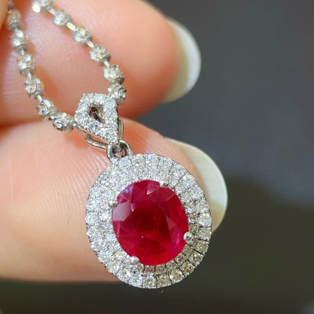 14k Gold 1.31 Ctw Natural Ruby & Diamond Pendant( Without Chain ) - 6