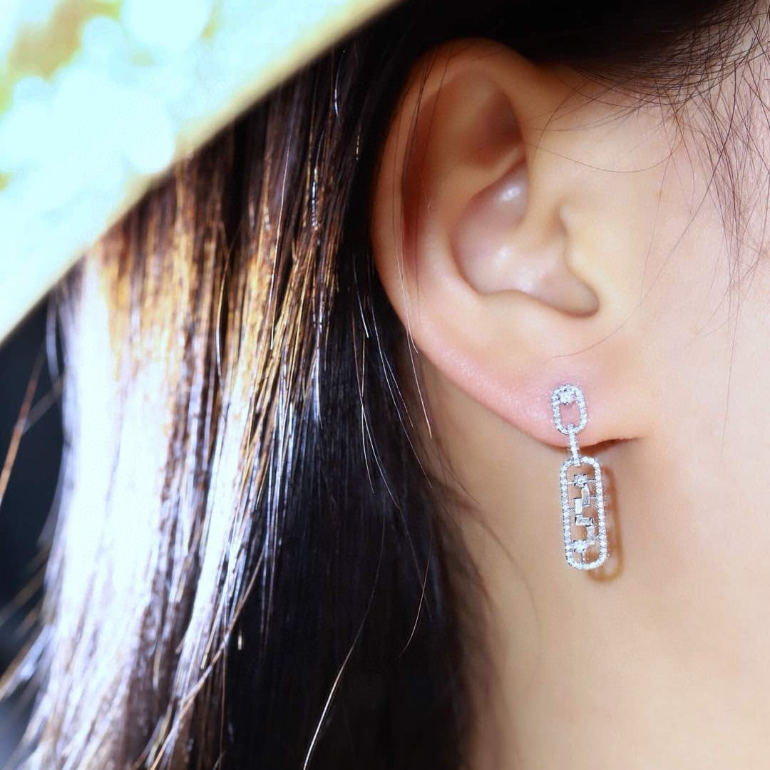 14k Gold 0.5 Ct Natural H Diamond Earrings - 4
